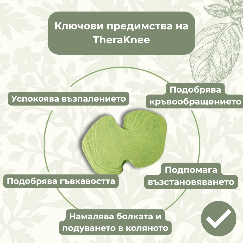 TheraKnee - Билкови Пластири за болка в колената