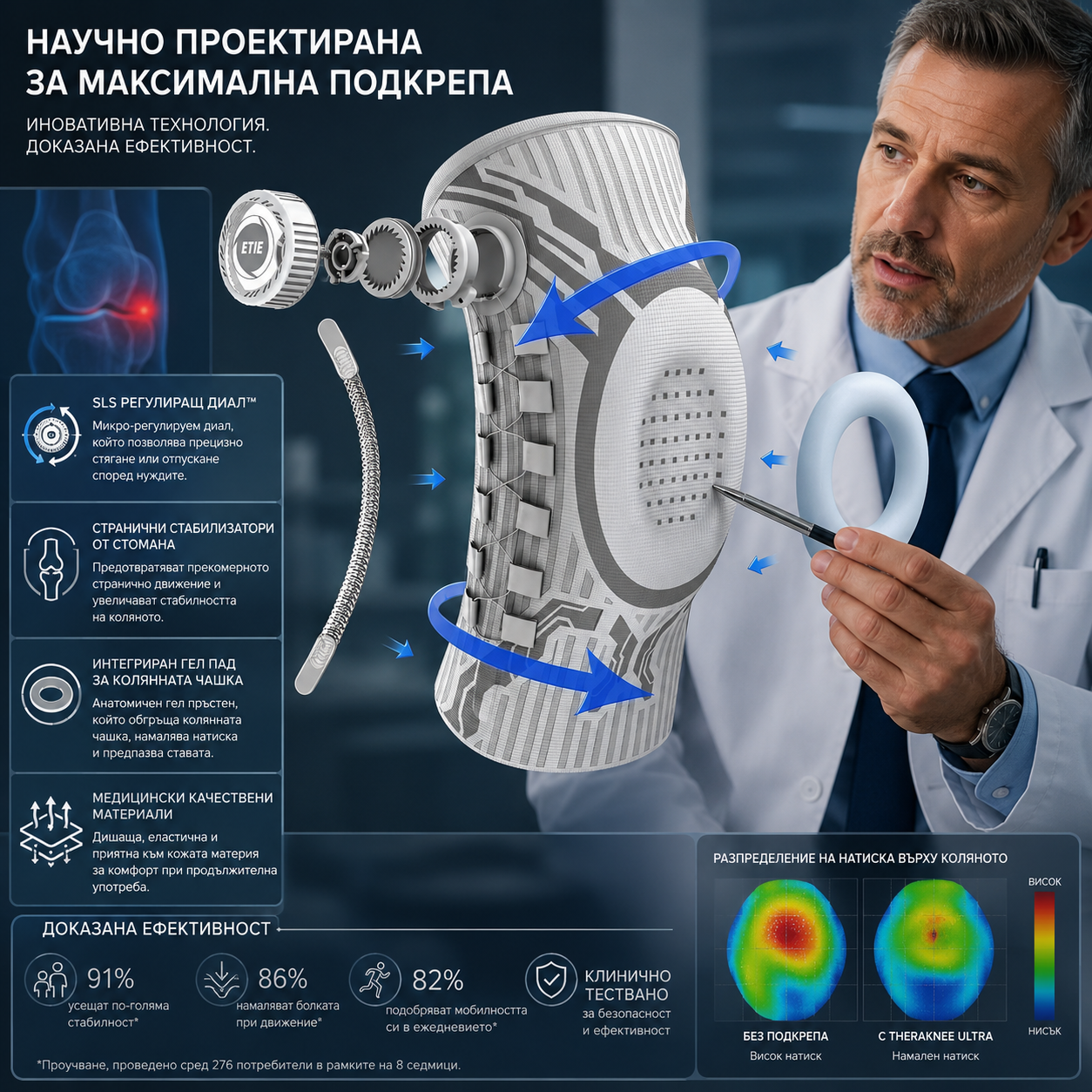 TheraKnee Ultra -  Първо качество регулируема наколенка